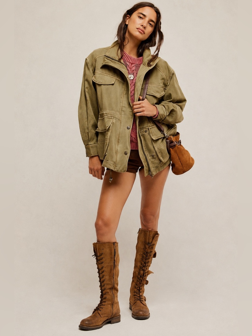 215🌟 NWTFree People We The Free Oversized Utility Jacket Olive Green Small